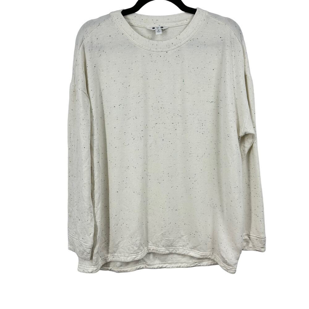 Three Dots Ivory Confetti Speckled Pullover Top Medium